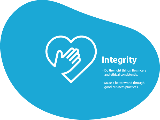 Integrity Do the right things. Be sincere and ethical consistently Make a better world through good business practices.  close content