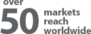 over 50 markets reach worldwide