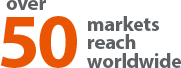 over 50 markets reach worldwide