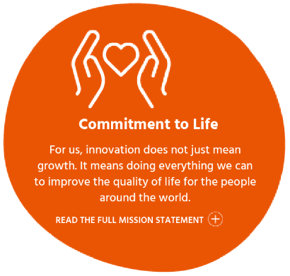 Commitment to Life For us, innovation does not just mean growth. It means doing everything we can to improve the quality of life for people around the world. READ THE FULL MISSION STATEMENT show content
